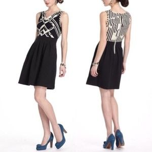 POSTMARK Geometric Party Dress Black/Ivory anthropologie *VOKSOPER*
